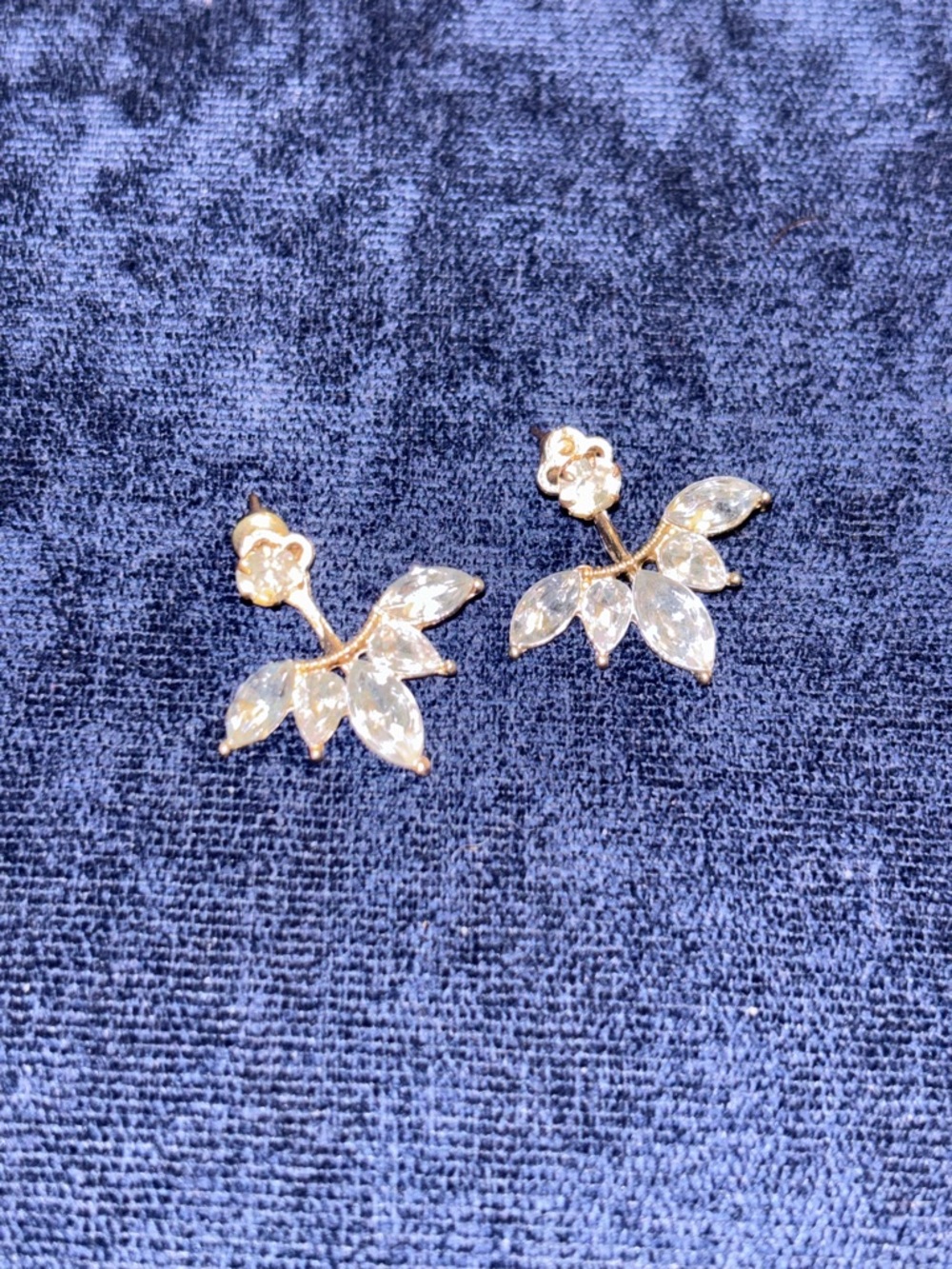 Gold-Tone Crystal Leaf Stud Earrings